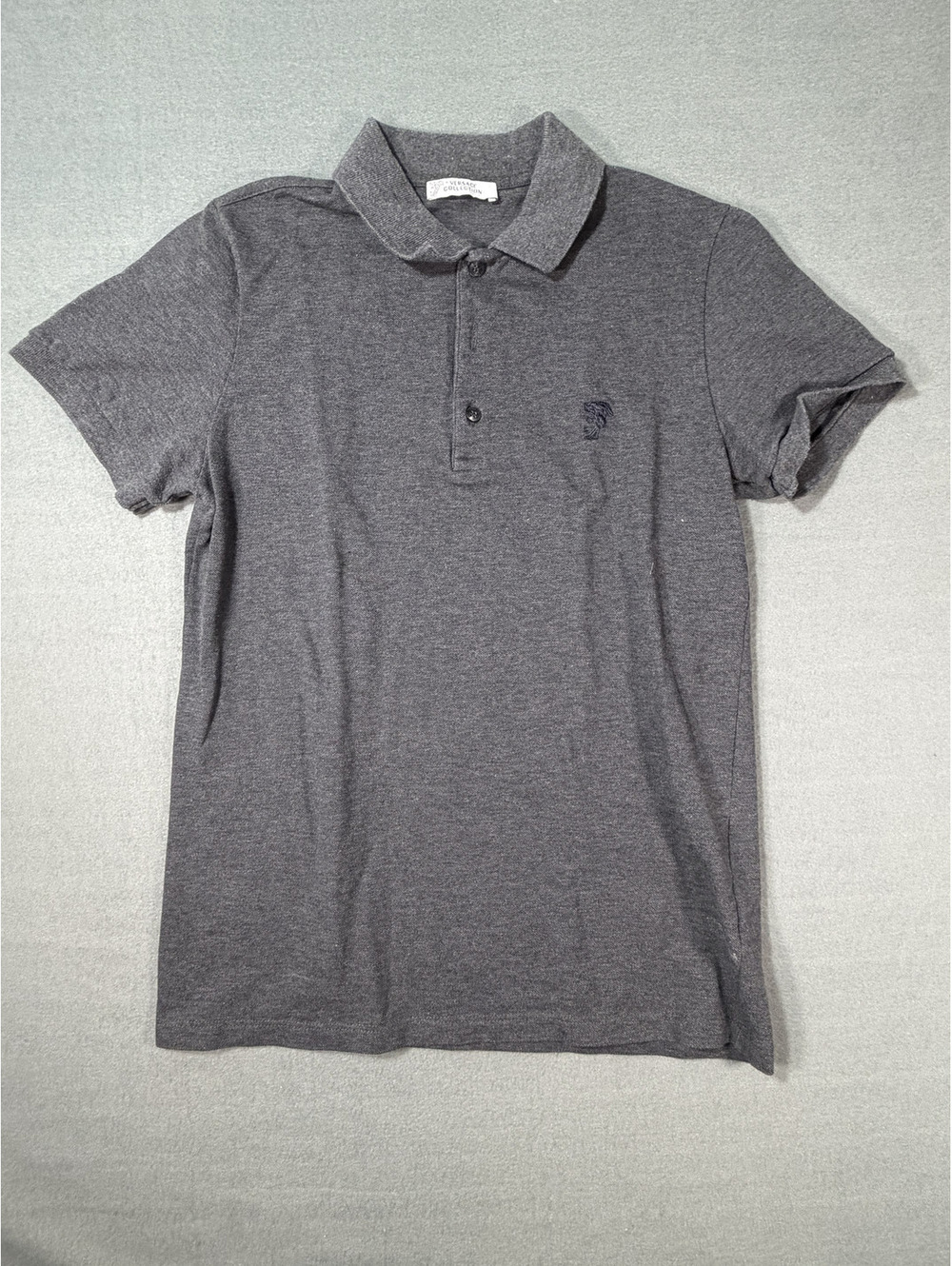 Gianni Versace Men's Gray Polo Half Medusa Logo XS